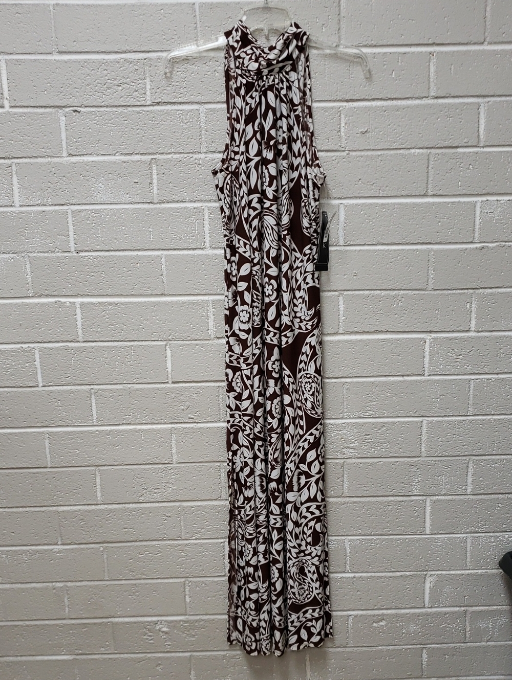 MSK Brown & White Sleeveless Floral Maxi Dress